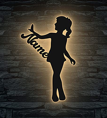 Led Deko Schlummerlicht Nachtlicht tanzen Mädchen, personalisiert mit Wunsch Namen Lasergravur Abendlicht Kinderzimmer Wohnzimmer Geschenk von LEON FOLIEN