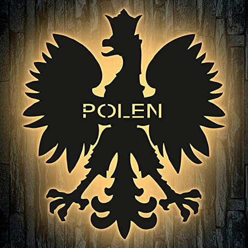 Polen Adler - polnische Wappen - Lasergravur LED ˈpɔlska Wunschtext Schlummerlicht für Schlafzimmer Wohnzimmer - Beleuchtung - Nachtlichter von LEON FOLIEN