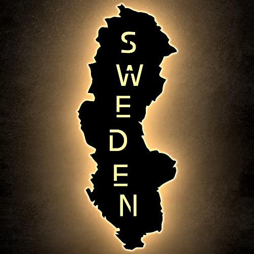 Schweden personalisiert mit Wunschtext Sweden Lasergravur Led Schlummerlicht für Schlafzimmer Wohnzimmer Geschenk von LEON FOLIEN