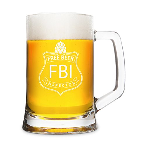 KIXY Bierkrug von Montana Bierseidel Bierglas Geschenk Witzig Gravur 0,5 L - FBI - Free Beer Inspector von LEONARDO HOME