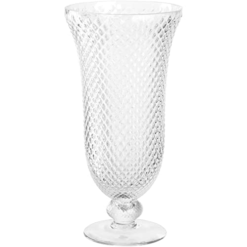 Leonardo Poesia Dekovase aus Glas auf Fuss, handgefertigte Deko-Vase mit eltegant strukturierter Oberfläche, Klar, Höhe: 35,4 cm, 2,9 l, 076434 von LEONARDO HOME