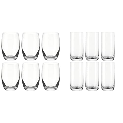 Leonardo Cheers Trink-Gläser, 6er Set, 460 ml, 060413 & Leonardo Daily Trink-Gläser, 6er Set, spülmaschinenfeste Wasser-Gläser, geradlinige Glas-Becher, Getränke-Set, Saft-Gläser, groß, 330 ml, 063325 von LEONARDO HOME
