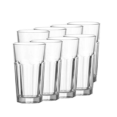 Leonardo Rock XL Longdrink-Glas 8er Set, großer Trink-Becher aus Glas, spülmaschinengeeignete Wasser-Gläser, 8er Set, 540 ml, klar, 017204 von LEONARDO HOME