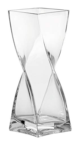 Leonardo Volare Vase, geschwungene dynamisch geformte Blumenwase mit massivem Eisboden, handgefertigtes Klarglas, Höhe 30 cm, 014103 von LEONARDO HOME