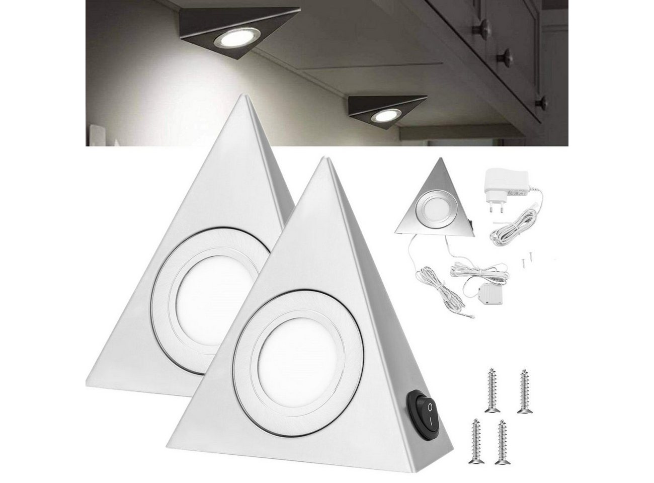 LETGOSPT LED Unterbauleuchte Küchenleuchte ink 3x2W 6000-6500K, Unterbauleuchte Set, LED fest integriert, Tageslichtweiß, Einbaustrahler, Küchen-Unterbau-Leuchten von LETGOSPT