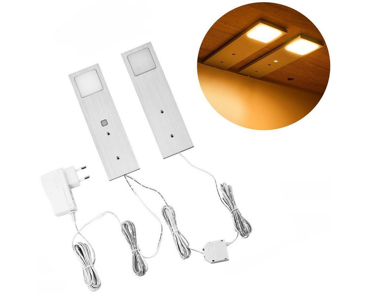 LETGOSPT LED Unterbauleuchte LED Unterbauleuchten Silber 5W- Sehr Flache Küchenleuchte, LED fest integriert, Warmweiß, Aluminium Einbaustrahler Einbauspot, Leuchte mit Touch-Dimmfunktion von LETGOSPT