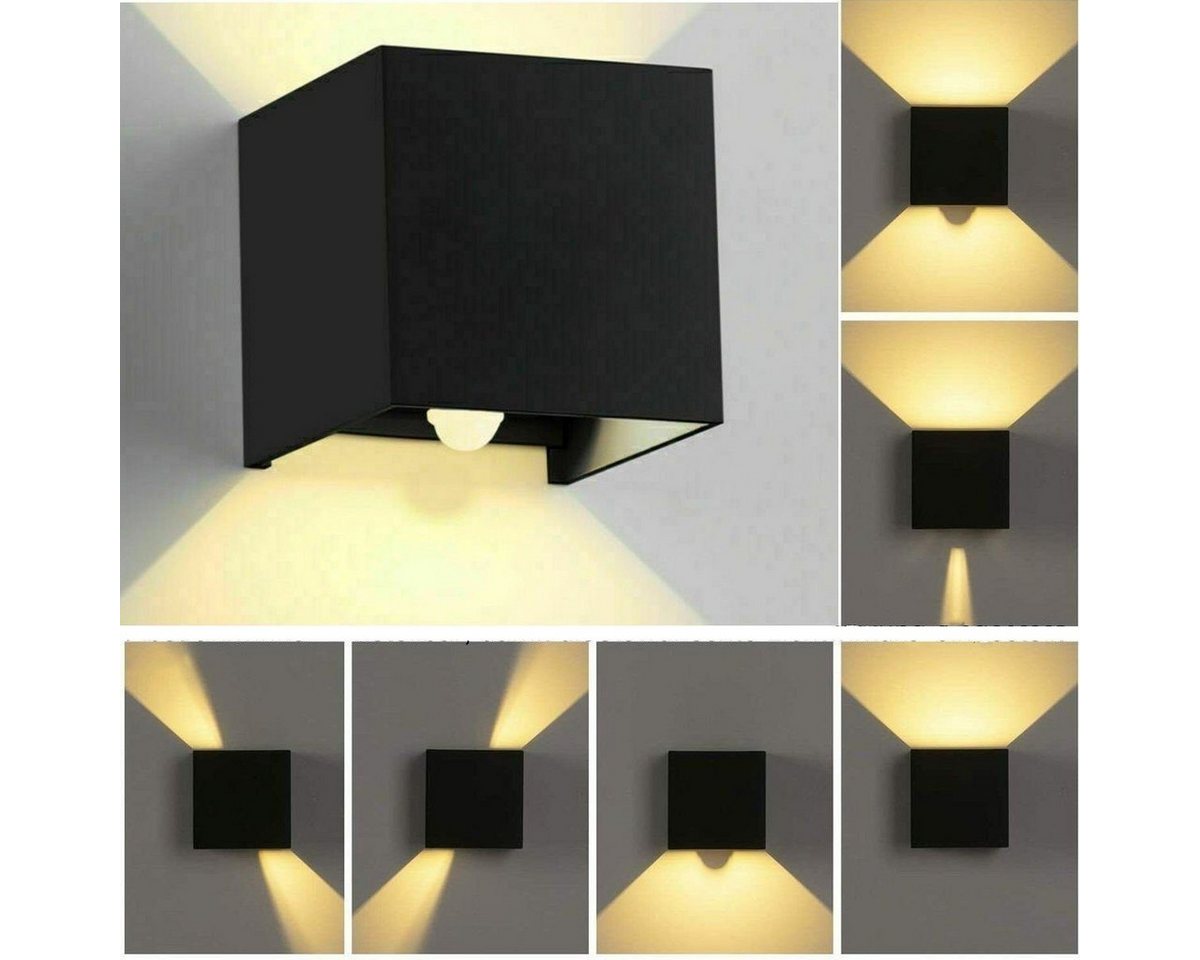 LETGOSPT Wandleuchte 7W LED Wandlampe Cube Lampe Auf & ab Einstellbarer Wand Strahler Licht, LED fest integriert, Warmweiß, IP65, mit Bewegungsmelder, für Wohnzimmer, Schlafzimmer, Gaststätten von LETGOSPT