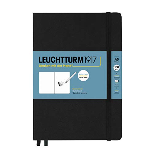 LEUCHTTURM1917 362362 Skizzenbuch Medium (A5), Hardcover, 112 Seiten (150 g/m²), Schwarz von LEUCHTTURM1917