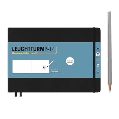 LEUCHTTURM1917 362366 Skizzenbuch Landscape (A5), Hardcover, 112 Seiten (150 g/m²), Schwarz von LEUCHTTURM1917