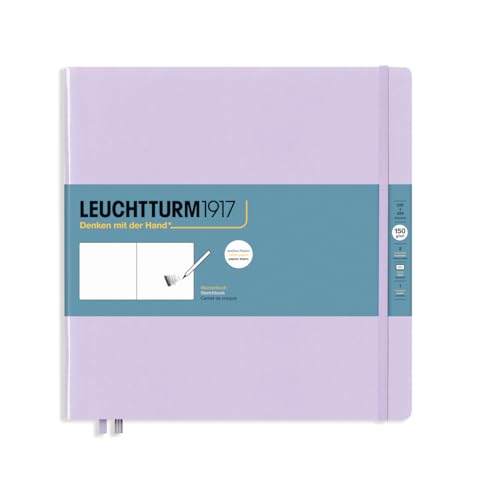 LEUCHTTURM1917 370350 Skizzenbuch Quadrat (225 x 225 mm), Hardcover, 112 S. (150 g/sqm), blanko, Lilac von LEUCHTTURM1917