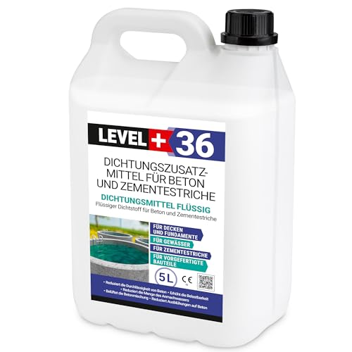 Dichtungsmittel Flüssig 5L Mörtelzusatzmittel für Zementestrich Fugenmörtel Plastifizierer RM36 von LEVEL+