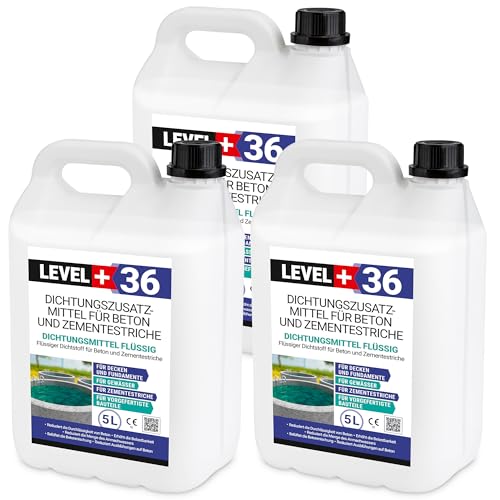 LEVEL+ Dichtungsmittel Flüssig 15L Mörtelzusatzmittel für Zementestrich Fugenmörtel Plastifizierer RM36 von LEVEL+