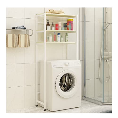 LGChobby Badezimmer-Aufbewahrungsregal, Waschmaschinen-Aufbewahrungsrahmen für über der Toilette, Aufbewahrung von Wäscheständern mit 3 Etagen, Klappdeckel, platzsparend, Aufbewahrung auf dem Boden, von LGChobby