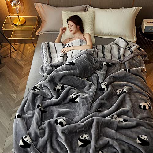 LGYKUMEG Fleece Blanket Bed Throws Blankets for Sofas Soft Fluffy Thick Blanket Reversible Microfiber Throw King Size,Panda Dudu,200 x 230Cm von LGYKUMEG