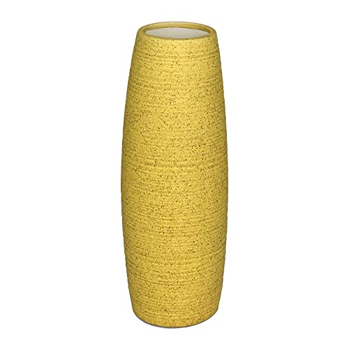 Gelbe Keramikvase 22 cm Blumenvase Decorative Keramik Vasen Tischvasen gelbe für Wohnzimmer Tisch Zuhause Büro Deko,Gelb,M von LGYKUMEG