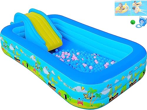 Aufblasbarer Familienpool mit Rutsche, großer Aufblasbarer Kinderpool rechteckiges Planschbecken for Hinterhof, Sommer, Wasserparty, Outdoor, Garten, Family Pool Schwimmbecken (Size : 318cm) von LHQYA