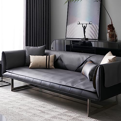 LIANGLAOI Kunstleder Sofabezug 1 2 3 4 Sitzer,rutschfest Sofa Überwurf,Waterproof PU Sofa Abdeckung Sofaüberwurf für Hunde,Katzen,Haustiere,Armlehne,Rückenlehne-Dunkelgrau,1pc-80x210cm von LIANGLAOI