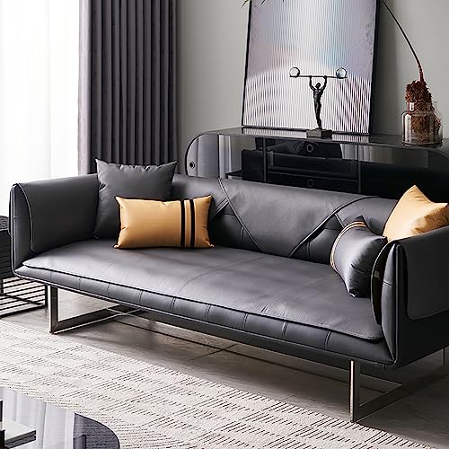 LIANGLAOI Kunstleder Sofabezug 1 2 3 4 Sitzer,rutschfest Sofa Überwurf,Waterproof PU Sofa Abdeckung Sofaüberwurf für Hunde,Katzen,Haustiere,Armlehne,Rückenlehne-Schwarz,1pc-70x240cm von LIANGLAOI