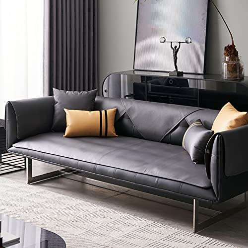 LIANGLAOI Leder Sofabezug 1 2 3 4 Sitzer,rutschfest Sofa Überwurf,L Form Sofa Abdeckung,Einfarbig Sofaüberwurf für Hunde,Katzen,Haustiere,Liebessitz,Liege,Armlehne,Rückenlehne-Schwarz,70x210cm von LIANGLAOI