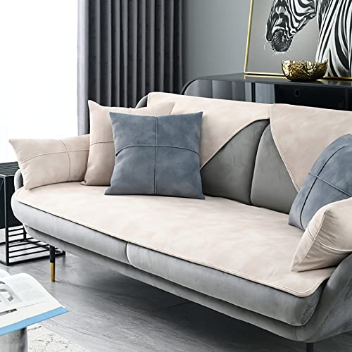 LIANGLAOI Velvet Sofabezug 1 2 3 4 Sitzer,Samt Sofa überzug Ecksofa Anti-rutsch Sofa Überwurf,Einfarbig L Form Sofaüberwurf,Pets Dog Couch überzug Sofaschoner-Aprikosenfarbe,60x150cm von LIANGLAOI