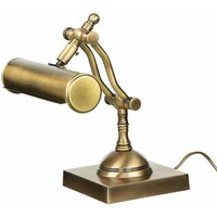 Schreibtischlampe Messing massiv verstellbar E14 26 cm Bankerlampe Tischleuchte - Bronze Antik matt von LICHT-ERLEBNISSE