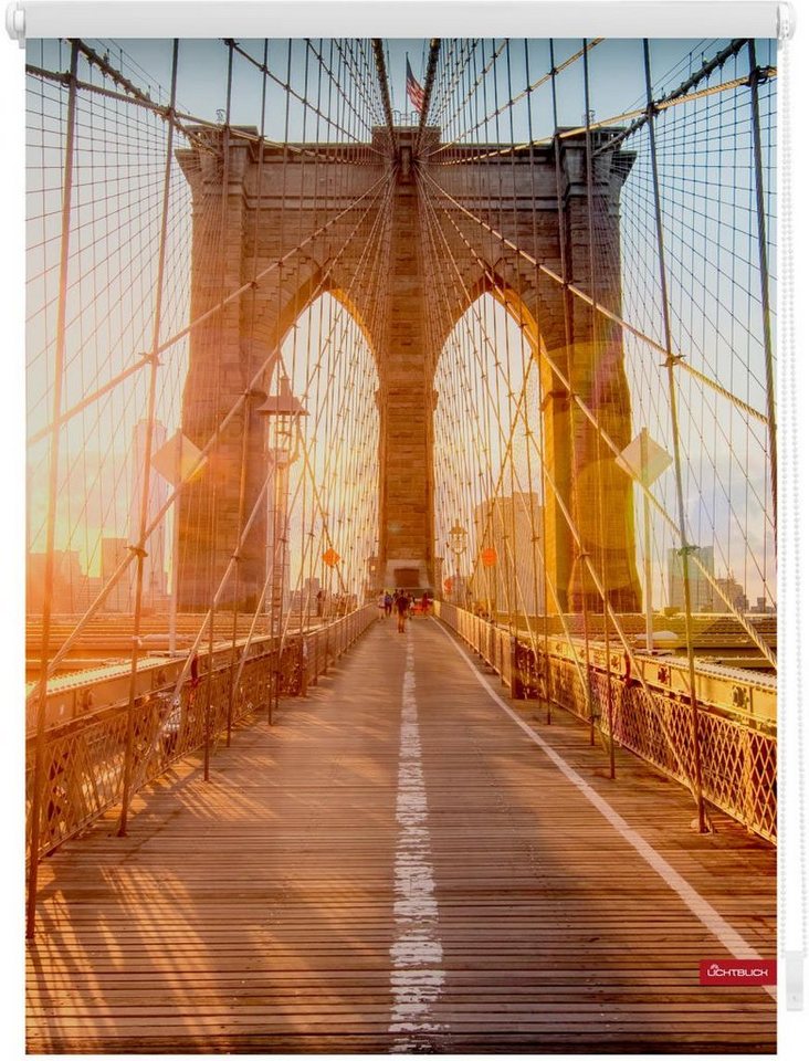 Seitenzugrollo Rollo Klemmfix, ohne Bohren, Verdunkelung, Brooklyn Bridge - Orange, LICHTBLICK ORIGINAL, verdunkelnd, freihängend, Klemmfix von LICHTBLICK ORIGINAL