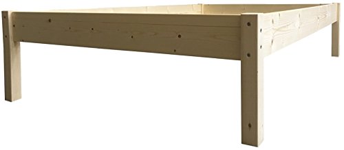LIEGEWERK Holzbett Erhöhtes Bett Seniorenbett 120x200 cm Massivholzbett Holz 120 massiv (120cm x 200cm, Betthöhe 55cm) von LIEGEWERK