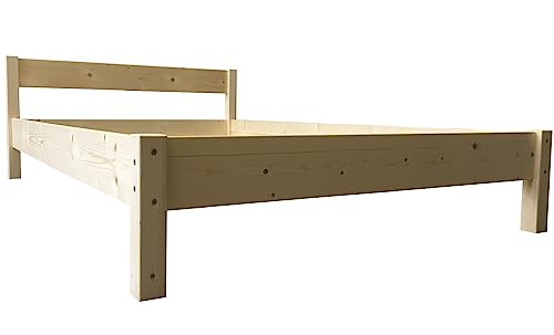 LIEGEWERK Bett mit Kopfteil 200 x 200cm Massivholzbett Holzbett Holz massiv Bettgestell H67-37 (200x200 cm) von LIEGEWERK