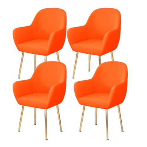 LIFEDX Stuhlhusse Stuhlbezug Stretch 2er/4er/6er Set, Gebogen Stuhlbezüge Rückenlehne mit Armlehne Abnehmbar, Stuhlüberzug Esszimmerstühle Modern Bürostuhl Bezug Stuhl Beschützer-Orange||4PCS von LIFEDX