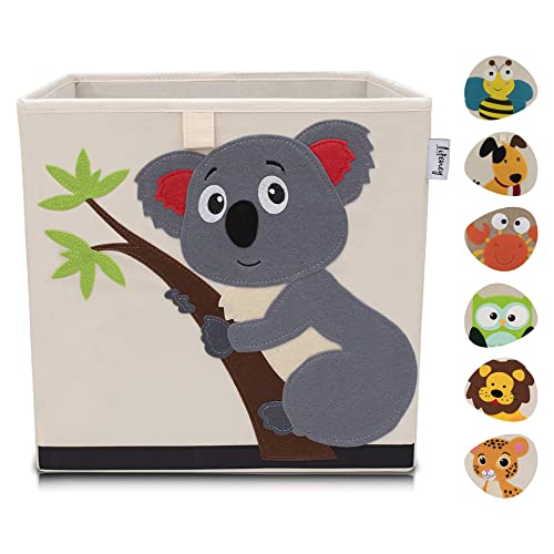 LIFENEY Aufbewahrungsbox Kinder mit Koala Motiv I Spielzeugbox mit Tiermotiv passend für Würfelregale I Ordnungsbox für das Kinderzimmer I Aufbewahrungskorb Kinder von LIFENEY