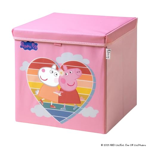 LIFENEY meets Peppa Wutz Aufbewahrungsbox mit Deckel für Kinder – Box mit Peppa Pig Motiv zur Aufbewahrung von Spielzeug – 33 x 33 x 33 cm passend für klassische Würfelregale von LIFENEY
