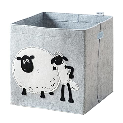 LIFENEY meets Shaun das Schaf Aufbewahrungsbox für Kinder – Filz-Box mit dem kultigen Schaf zum Verstauen von Spielzeug – 33 x 33 x 33 cm passend für klassische Würfelregale von LIFENEY