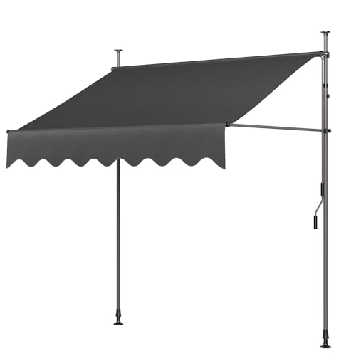 Klemmmarkise ohne Bohren 350cm mit Handkurbel Balkon Balkonmarkise Markise Sonnenschutz Wasserdicht UV-beständig Höhenverstellbar Wasserabweisend Terrassenüberdachung Metall und Polyester von LIFERUN