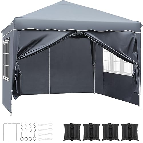 Pavillon 3x3m Wasserdicht Stabil Winterfest, Faltpavillon Faltbar Gartenzelt,Pop Up Partyzelt,Falt Pavillon Zelt mit 4 Seitenwänden,UV Schutz 50+ Metall-Verstrebungen für Camping(Grau) von LIFERUN