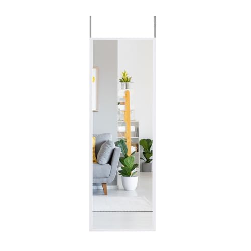 LIFEZEAL Ganzkörperspiegel Höhenverstellbar, Hängespiegel mit 2 Haken, Rechteckiger Wandspiegel aus Metallrahmen, 108 x 37 cm Türspiegel, für Schlafzimmer Badezimmer Wohnzimmer von LIFEZEAL
