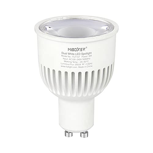 LIGHTEU, Milight Miboxer 6W GU10 Dual Weiß LED Strahler, Farbtemperatur einstellbar und Helligkeit dimmbar, fut107 von lighteu
