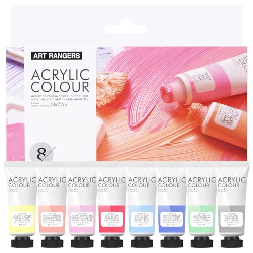 LIGHTWISH Acrylfarbe, 8 Farben x 22 ml Tuben-Set, reichhaltige Pigmente, lichtecht, ungiftige Farben für Erwachsene, Künstler, Studenten, Kunstbedarf zum Malen – Macarons von LIGHTWISH