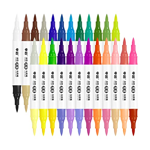 LIGHTWISH Acrylstifte für Steine Wasserfest 48 Farben Dual Tip Stifte Steine Bemalen Multimarker Permanent Acrylmarker für Holz, Leinwand, Glas, Papier, Keramik von LIGHTWISH