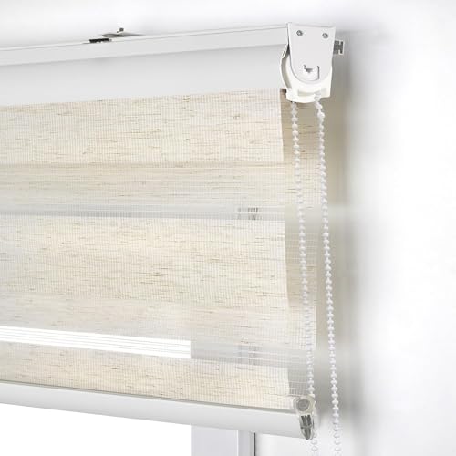 Seitenzugrollo ohne Bohren 40 x 120 cm lichtdurchlässig & verdunkelnd Sichtschutz Rollo Größe und Farbe wählbar für Tür & Fenster, Beige von LIJIAO