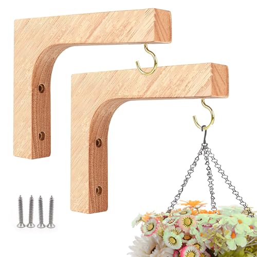 LIKEUDO 2er Set Holz Wandhalterungen für Pflanzen, Laternen und Blumenampeln - Stilvolle Holz Wandhaken für eine gemütliche Atmosphäre（Geweih） von LIKEUDO