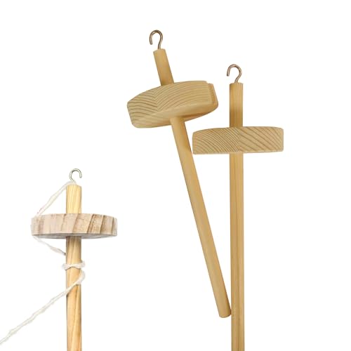LIKEUDO Handgesponnenes Glück: 2er Set Holz Handspindel mit Whorl Garn - Perfektes Werkzeug für Handspinnen und Wolle Spinnen von LIKEUDO