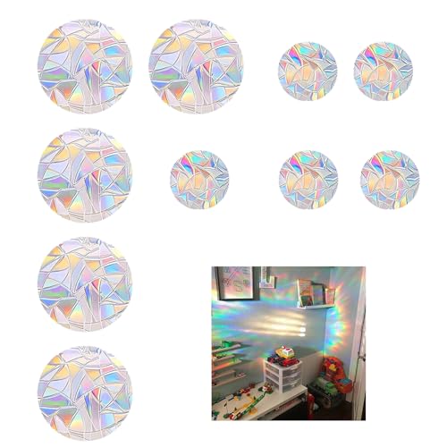 10 Stück Suncatcher Sticker Prisma Fensteraufkleber Fenstersticker Sonnenfänger Vogelschutz Aufkleber für Fenster Kristall Regenbogen Folie Unsichtbar Window Rainbow Fensterbilder Glasscheiben Deko von LILIKAI