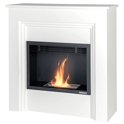 LILIMO Wandkamin Carrara | 96 x 35 x 96 cm | Freistehender Bio-Ethanol Kamin | in weiß | Ethanol Kamin Indoor und Outdoor | Bio Ethanol Kaminofen Indoor, Balkon- und Terassenkamin von LILIMO