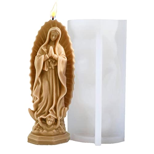 LINGJIONG Gesegnete Jungfrau Maria Form | 3D-Silikon-Maria-Skulptur-Formen für Ton - Kerze Seife Form Epoxidharz Form Silikon Angel WingMold für Schokolade, Süßigkeiten von LINGJIONG