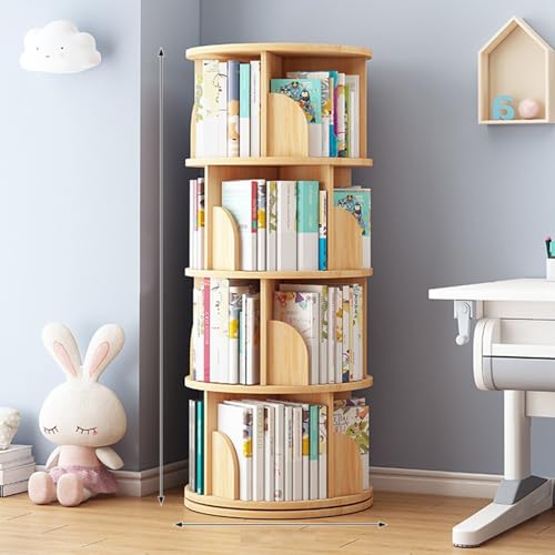 LINLIUA Stehendes Bücherregal mit 4/5 Ebenen, drehbares Bücherregal, drehbares Bücherregal mit 360-Grad-Anzeige, Eckbücherregal für Kinder und Erwachsene, Bücherregal-Organizer, für kleinen Raum von LINLIUA