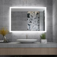 Badspiegel led mit Beleuchtung Kaltweiß 6000-6500k Rechteck Bad Spiegel Wandspiegel Badezimmerspiegel, 80x60cm von MEESALISA