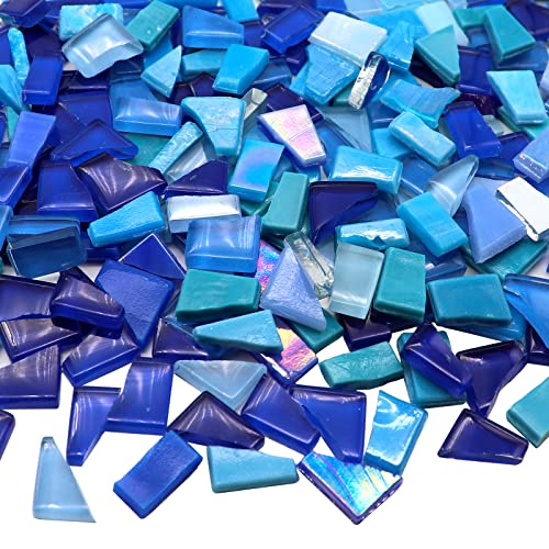 LITMIND Blaue gemischte Buntglasmosaikfliesen für Kunsthandwerk, 250 ml Vorteilspackung Mosaik-Glasstücke, Mosaik-Kits für Erwachsene von LITMIND