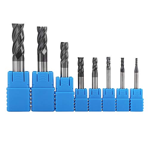 8pcs 2-12mm 4 Flöten Hartmetall End Mill Set, Wolfram Stahl Fräser Cutter Werkzeugsatz für High-Speed CNC Fräsen, langlebige und vielseitige Fräs Cutter Set von LIULDASHUN