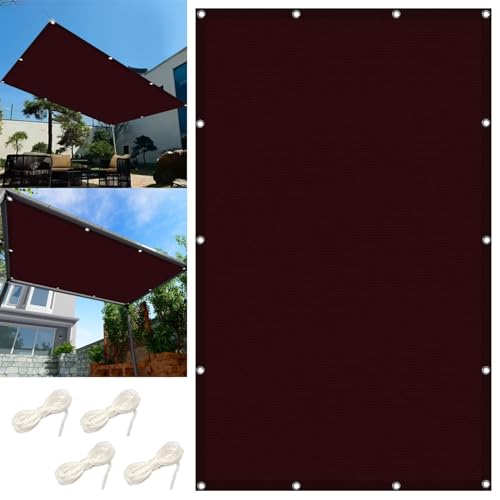 Sonnensegel 1 x 3.2 m Wasserdicht Schattentuch mit ösen PES UV Schutz Mit Ösen Und Kordel für Garten Terrasse Balkon, Weinrot von LIUNADM