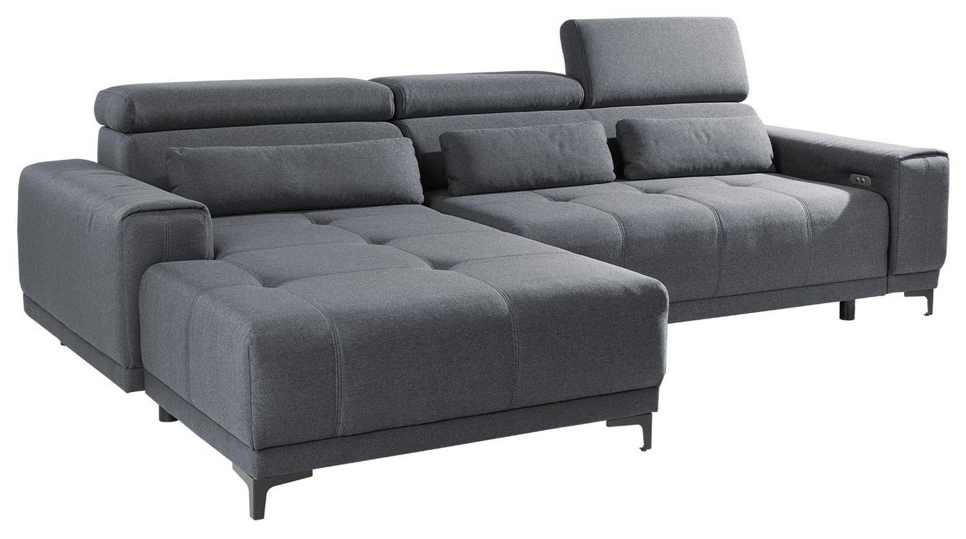 LIV'IN Sofa CANDIA, Grau, Webstoff, elektrische Sitztiefenverstellung, BxHxT 276 x 77 x 177 cm von LIV'IN